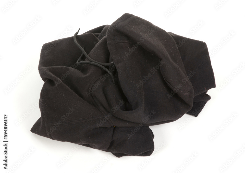 Used dirty black hoodie isolated
