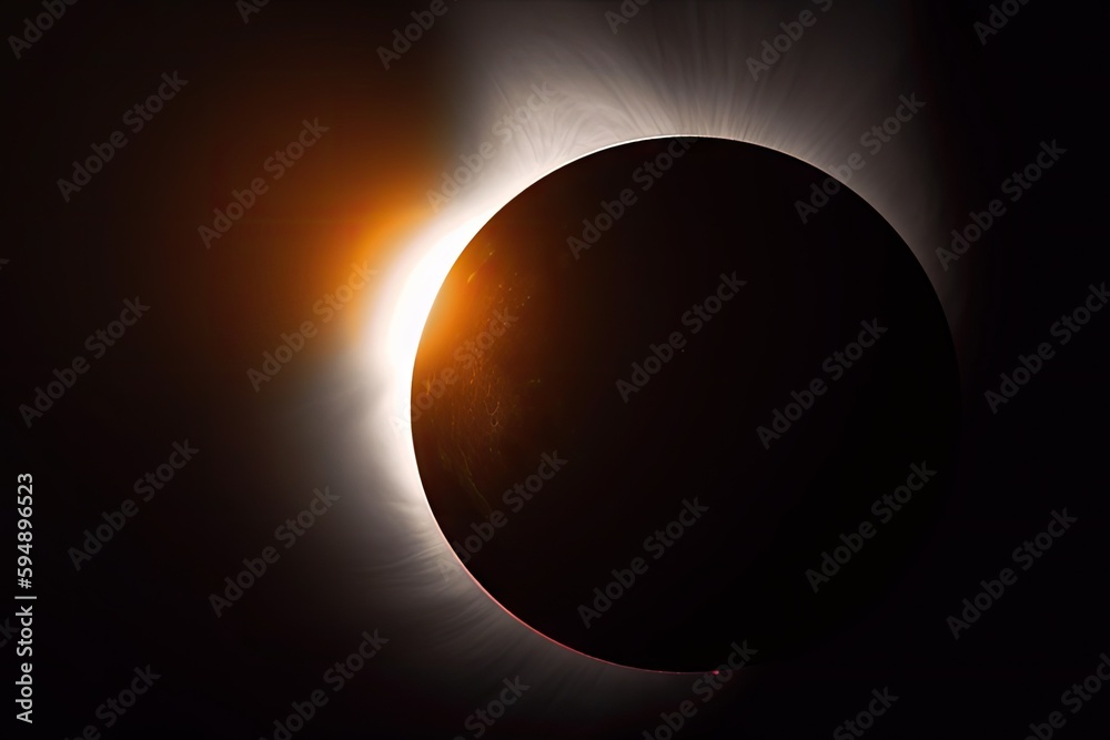 close-up of solar eclipse, with the sun obscured by the moon, created with generative ai