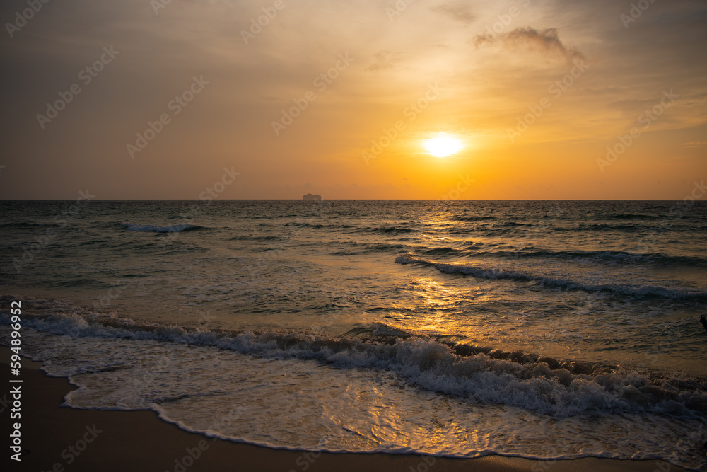 idyllic summer seascape horizon at sunrise. seascape horizon at sunrise sky.