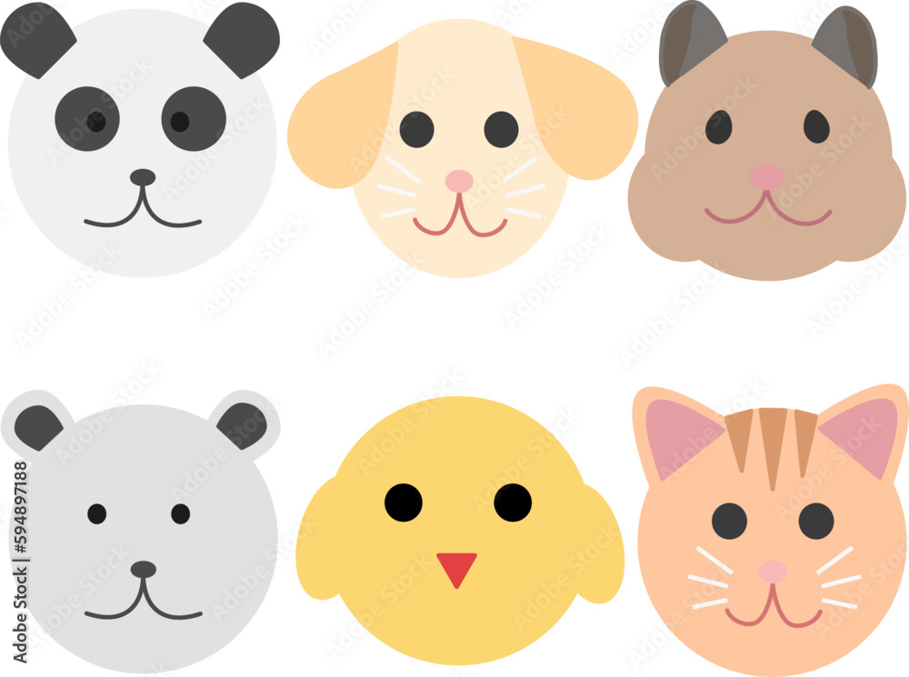 Cute animal including panda, dog, hamster, polar bear, chick, and cat Cute animal including panda, dog, hamster, polar bear, chick, and cat
