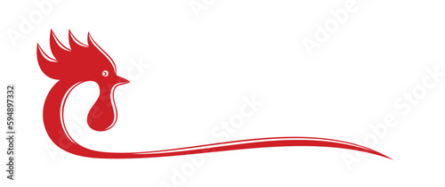 The symbol of a stylized red rooster.

