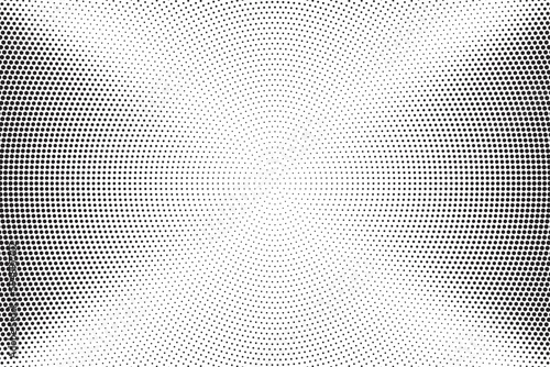 Halftone vector background. Monochrome halftone pattern. Abstract geometric dots background. Pop Art comic gradient black white texture. Design for presentation banner, poster, flyer, business card.