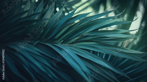 Palms in Detail  A Close-up of Lush Green Foliage. Generative ai