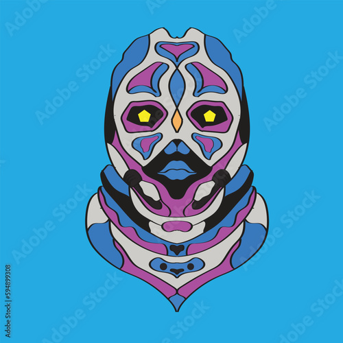 Cyborg Futuristic Ornament Head illustration