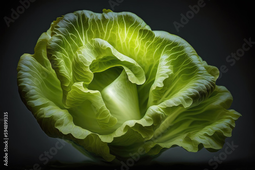 Premium Close up view of a Bibb lettuce. Generative AI. photo