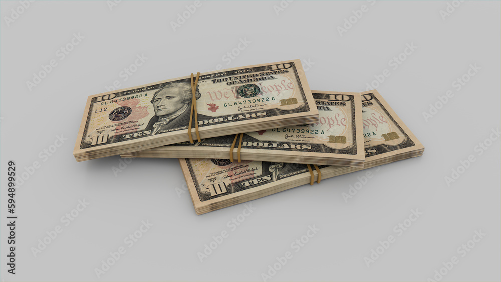 Savings concept with Three bundles of Ten Dollar Bills. US Dollar Currency Background. Savings concept with Three bundles of Ten Dollar Bills. US Dollar Currency Background.