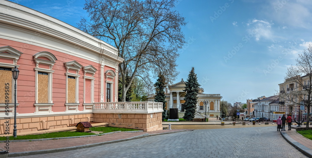 Historical building on the Theater Square in Odessa, Ukraine