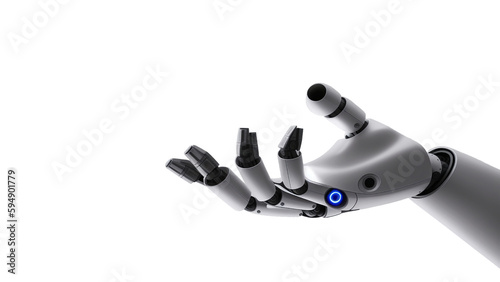 Robot hand palm up. PNG. AI generative
