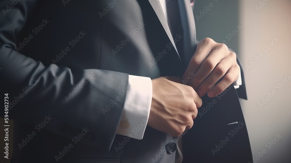 A Close-Up of a Rich Businessman in Suit. Generative AI