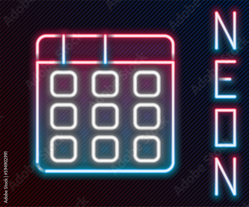 Glowing neon line Drum machine music producer equipment icon isolated on black background. Colorful outline concept. Vector