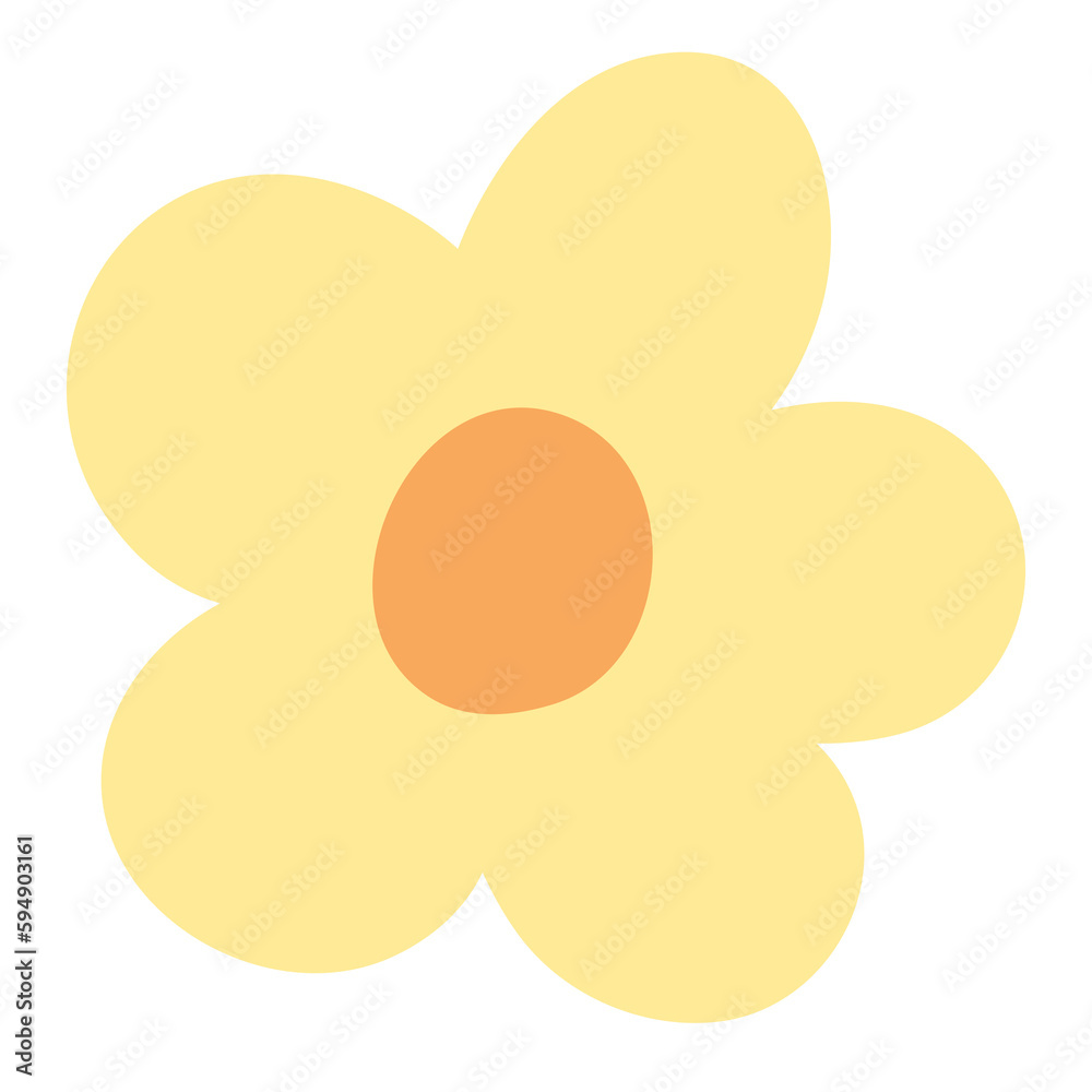 Yellow flower. World Environment and Earth Day. Spring and summer floral print. Image png. For web icon, template design, decorations, stickers, banners, ads, posters, social media, etc.
