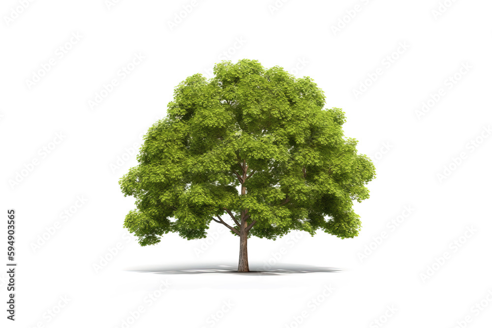 Green tree isolated on white background. Created with Generative AI Technology