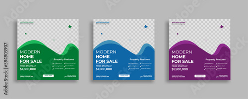real estate social media post square web banner template design