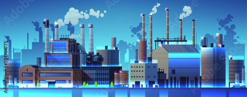 energy generation plant with chimneys electricity production industrial manufacturing building heavy industry factory