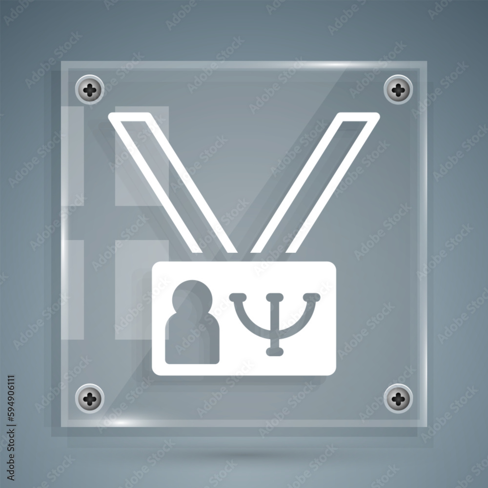 White Psychology icon isolated on grey background. Psi symbol. Mental health concept, psychoanalysis analysis and psychotherapy. Square glass panels. Vector White Psychology icon isolated on grey background. Psi symbol. Mental health concept, psychoanalysis analysis and psychotherapy. Square glass panels. Vector