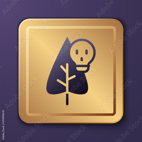 Purple Poison flower icon isolated on purple background. Gold square button. Vector