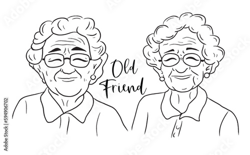 Sketch old friendship vector