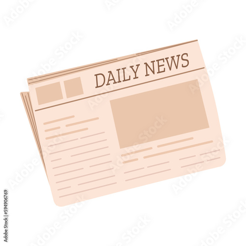 Folded weekly or daily newspaper with articles isolated on white background. Hand drawn vector illustration.