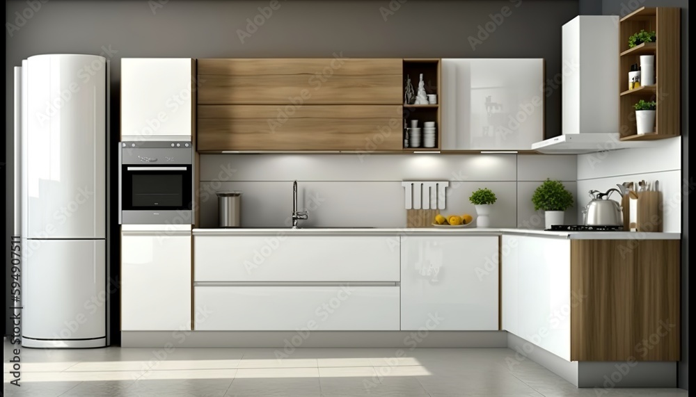 Fototapeta premium a beautiful and modern kitchen that could be the heart of any apartment