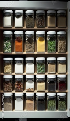 beautiful, sophisticated storage of herbs in the kitchen