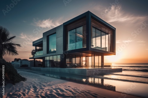 Modern Beach Villa Generative AI © Lexie