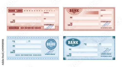 Blank Bank Check Set