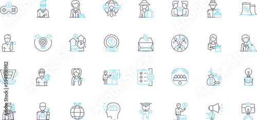 Micro enterprise linear icons set. Entrepreneurship, Small business, Start-up, Self-employment, Solo-preneurship, Freelancing, Cottage industry line vector and concept signs. Boutique business,Sole