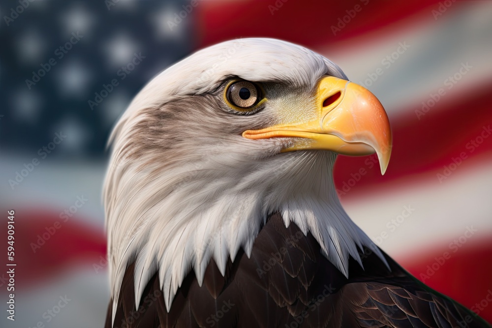 custom made wallpaper toronto digitalBald Eagle with USA Flag in the background. Generative AI