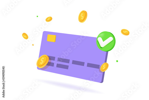 Payment approved concept. 3d realistic vector illustration.