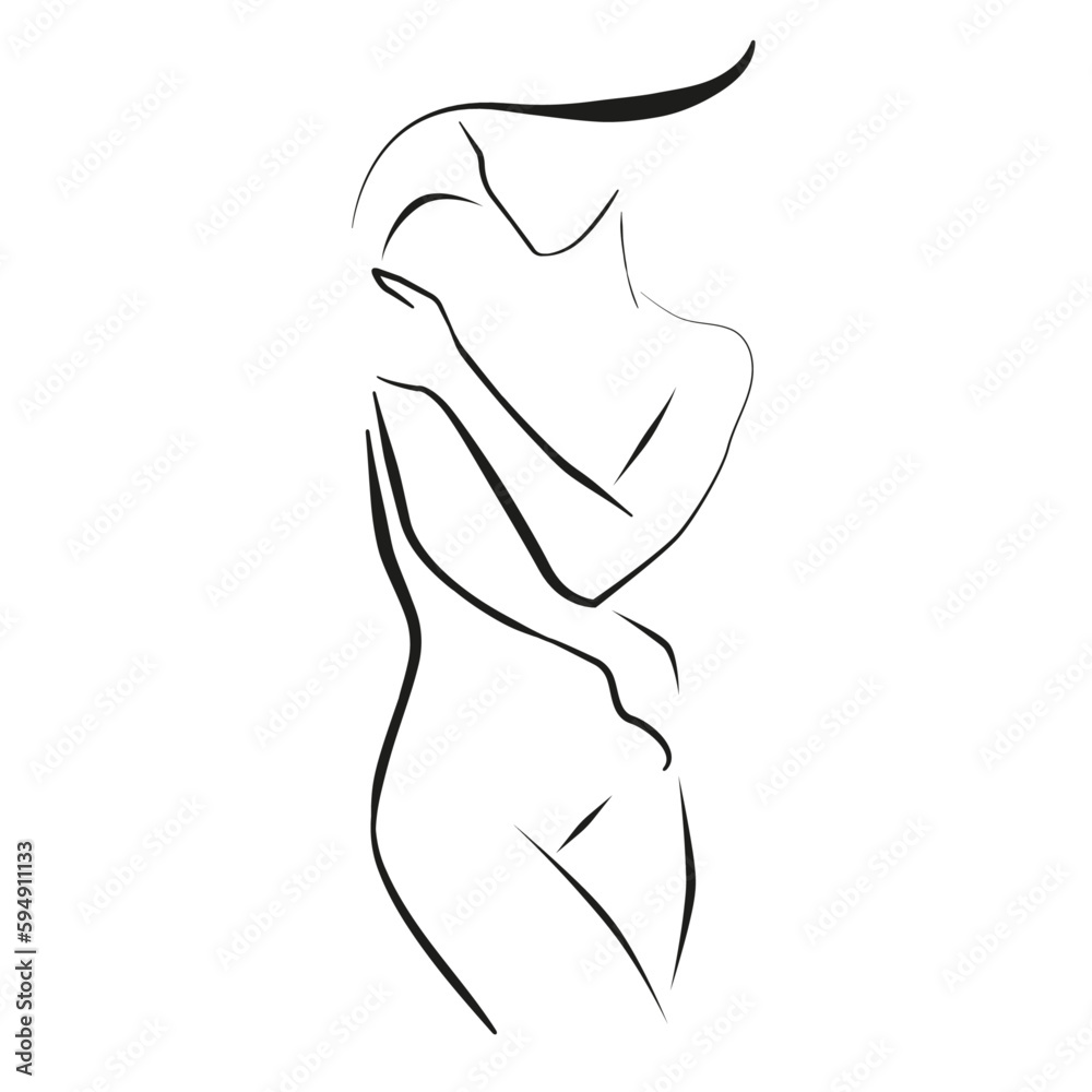 Trendy Line Art Drawing of Woman Body. Female Figure Nude Body Line Art Vector Illustration for Wall Decor, Spa, T-shirt, Print, Poster. Female Naked Figure Creative Drawing in Modern Linear Style Trendy Line Art Drawing of Woman Body. Female Figure Nude Body Line Art Vector Illustration for Wall Decor, Spa, T-shirt, Print, Poster. Female Naked Figure Creative Drawing in Modern Linear Style