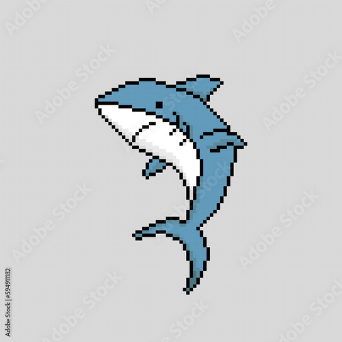 shark icon with pixel art design