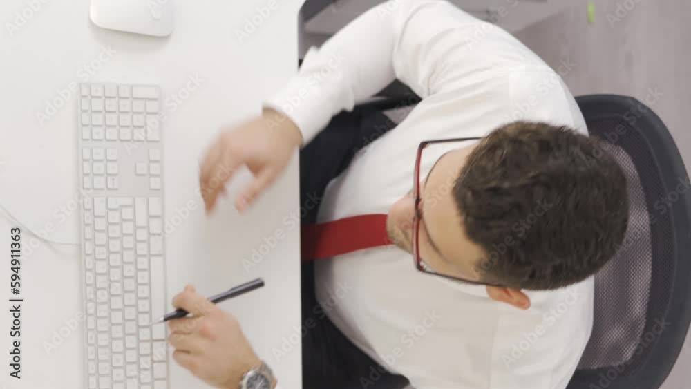 Vertical Video of Businessman is leaving the office as his working time