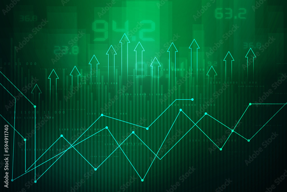 Naklejka premium 2d rendering Stock market online business concept. business Graph