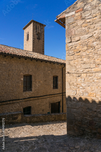 typical street in the old town of the medieval village of Sos del Rey Catolico  Huesca province  Aragon  Spain.