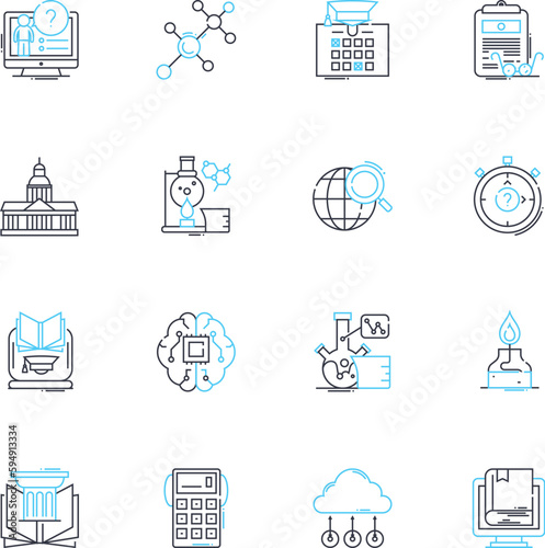 Creative interaction linear icons set. Collaboration, Ideation, Innovation, Imagination, Inspiration, Playfulness, Expression line vector and concept signs. Fusion,Spark,Brainstorming outline