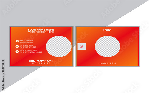 Business cards templates. Modern business cards. Business card with photo. Clean Corporate Business Card Layout with yellow Patterned Accents.