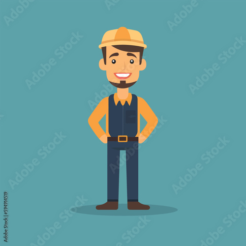 Vector working man smiling cartoon labor