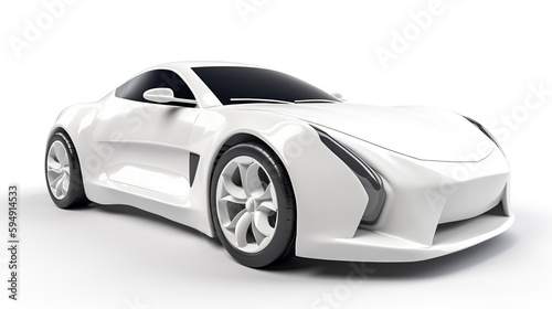 Isolated White Color 3D Beautiful Family Sport Car On Isolated White Background. Generative Ai © Naseem