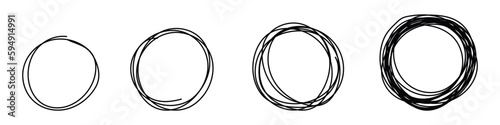 Obraz na plátně Hand drawn scribble circles set