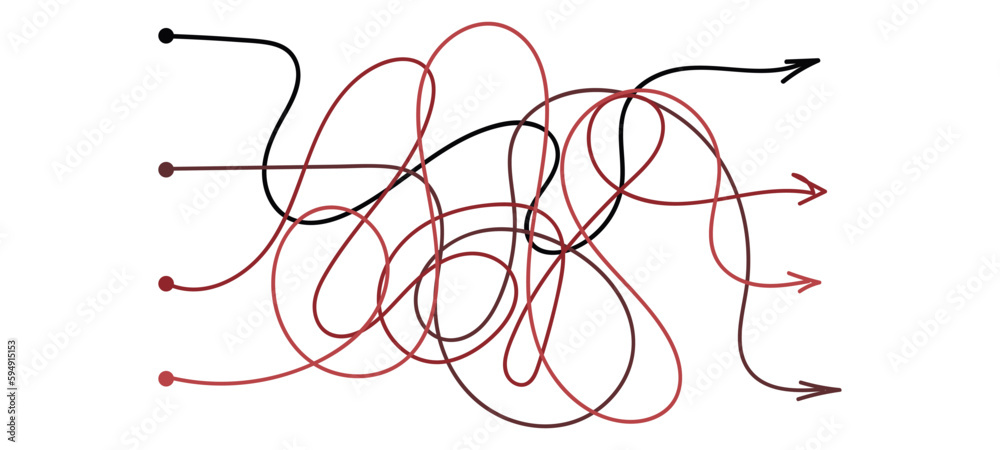 Arrow confused line set. Path line thread. Vector isolated illustration Arrow confused line set. Path line thread. Vector isolated illustration