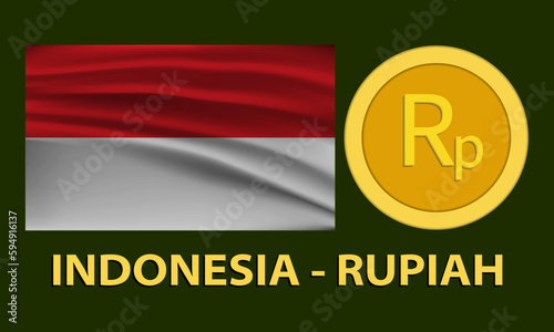 Indonesia currency symbols, with a wavy effect due to the wind.