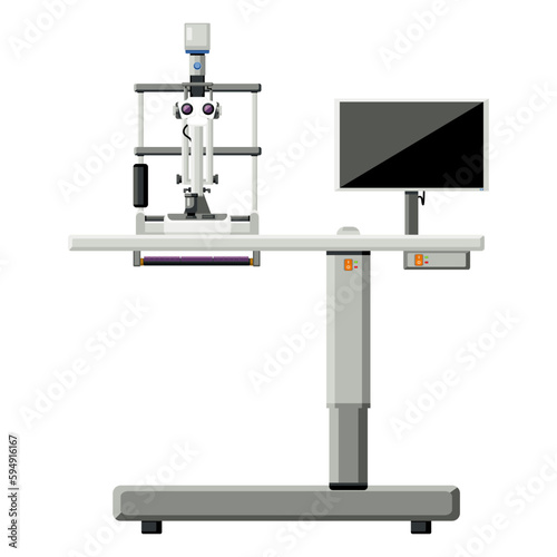 Medical equipment, Slit Lamp biomicroscope is the fundamental diagnostic tool for ocular examination. Ophthalmology diagnostics, in  ENT department in the hospital, vision correction concepts.