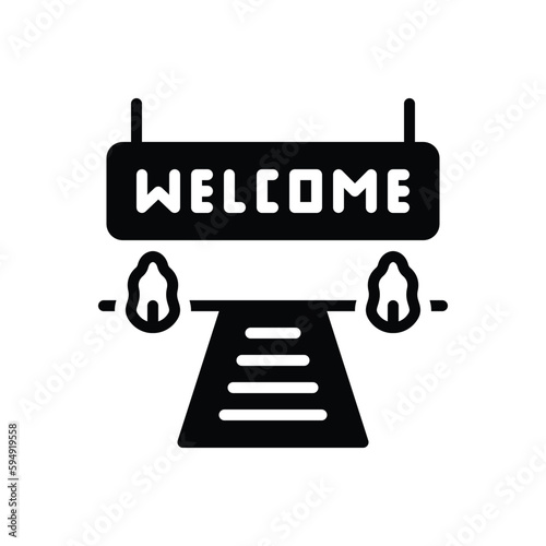 Black solid icon for welcome 