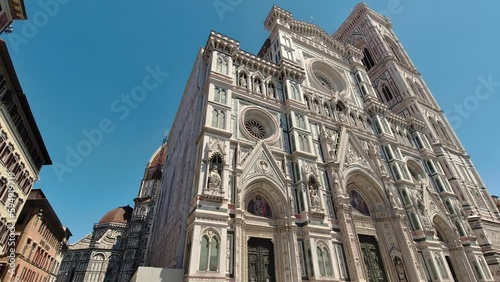 Walking Florence Old Town Streets around Duomo Cathedral, Tuscany, Italy