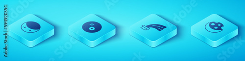 Set Isometric Eclipse of the sun, Mars symbol, and Aquarius zodiac icon. Vector