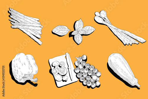 vegetables set line art vector illustration