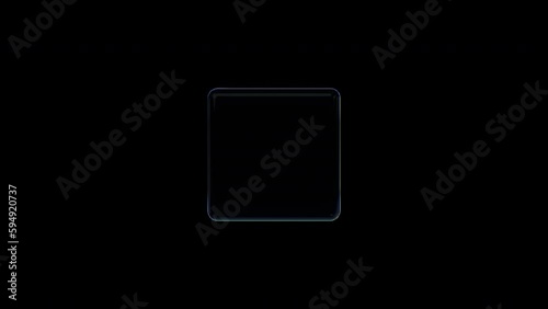 3d glass rotating transparent cube with dispersion effect. Trendy iridescent colors. 4k seamless looped animation with alpha channel.