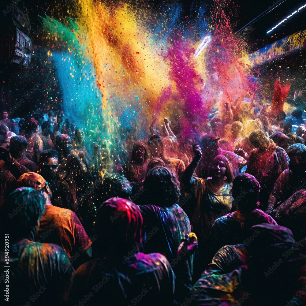 Colorful Joy: A Vibrant Collection of People Celebrating Life in Rainbow Hues, Enhanced by Generative AI Art, Including Children and Pets