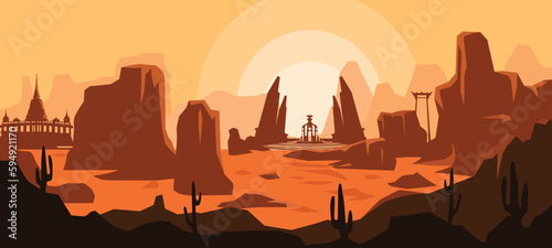 Abstract background in Bangkok summer April 2023 like in the middle of the desert. with higher temperatures from the greenhouse effect. vector illustration and flat design.