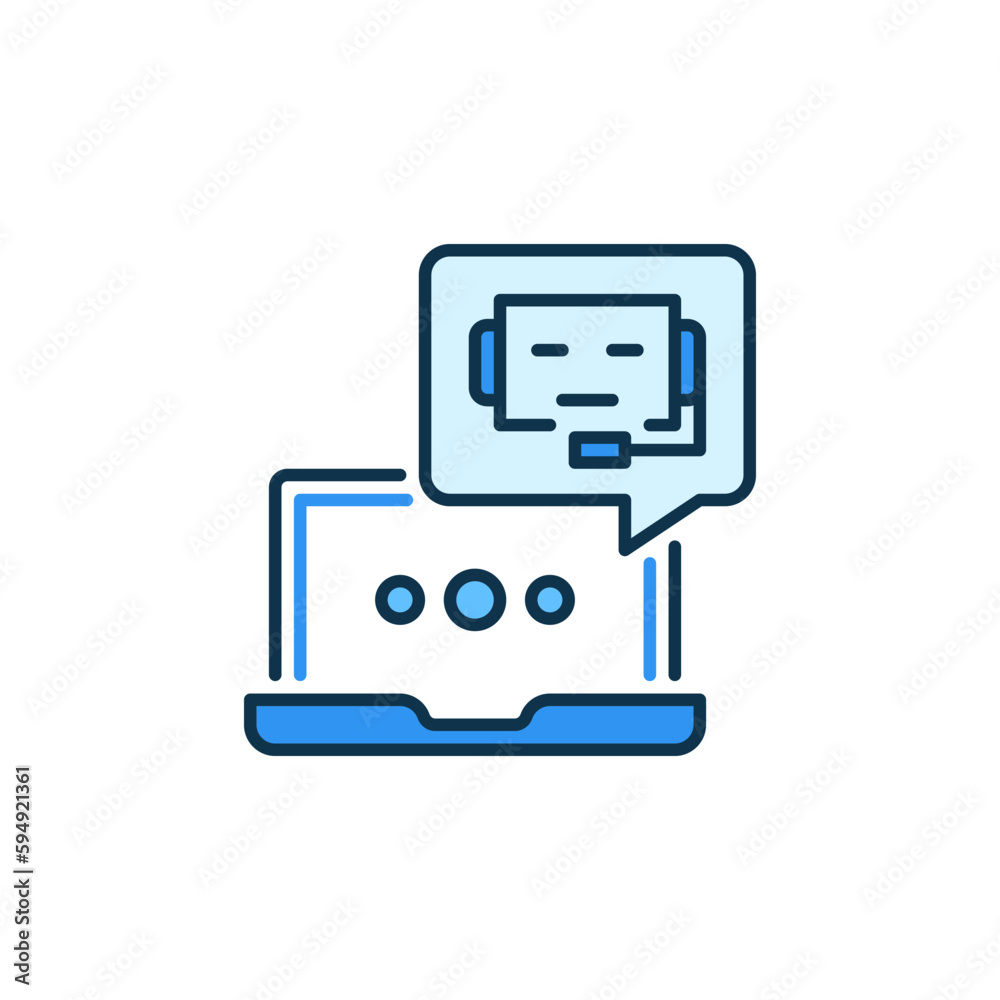 Chatbot and Laptop Computer vector Online Support Service colored icon Chatbot and Laptop Computer vector Online Support Service colored icon
